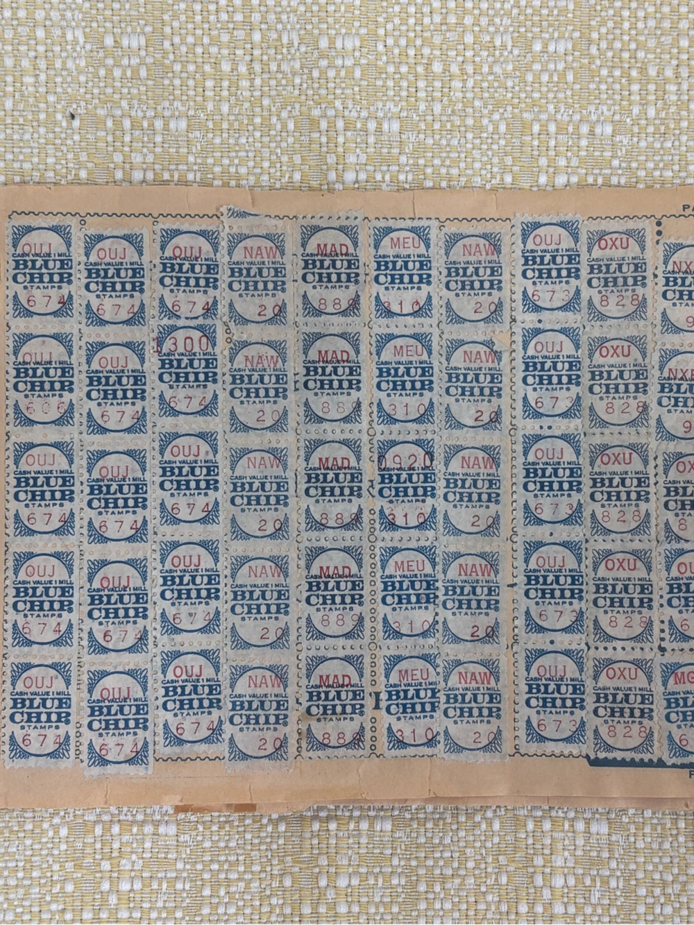 Vintage Stamp Sheet - Blue and Red # Not a full booklet!